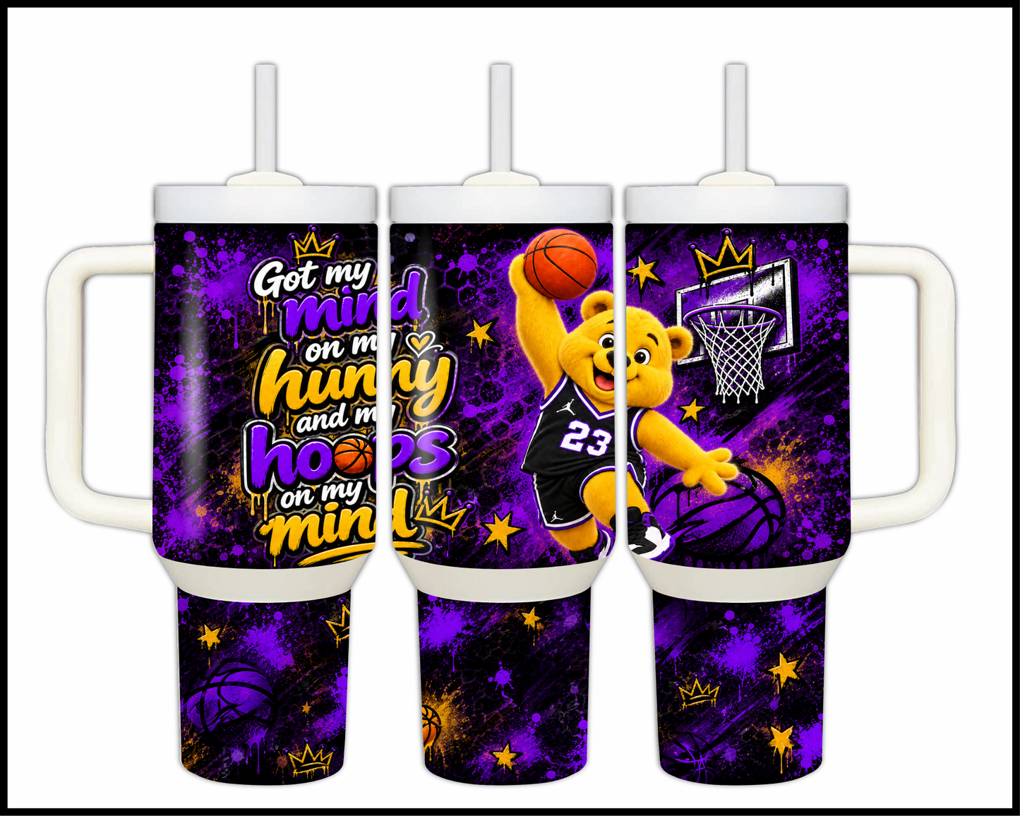 Got My Mind On My Hunny and My Hoops On My Mind Big Guzzler Stainless Steel Tumbler (1388)