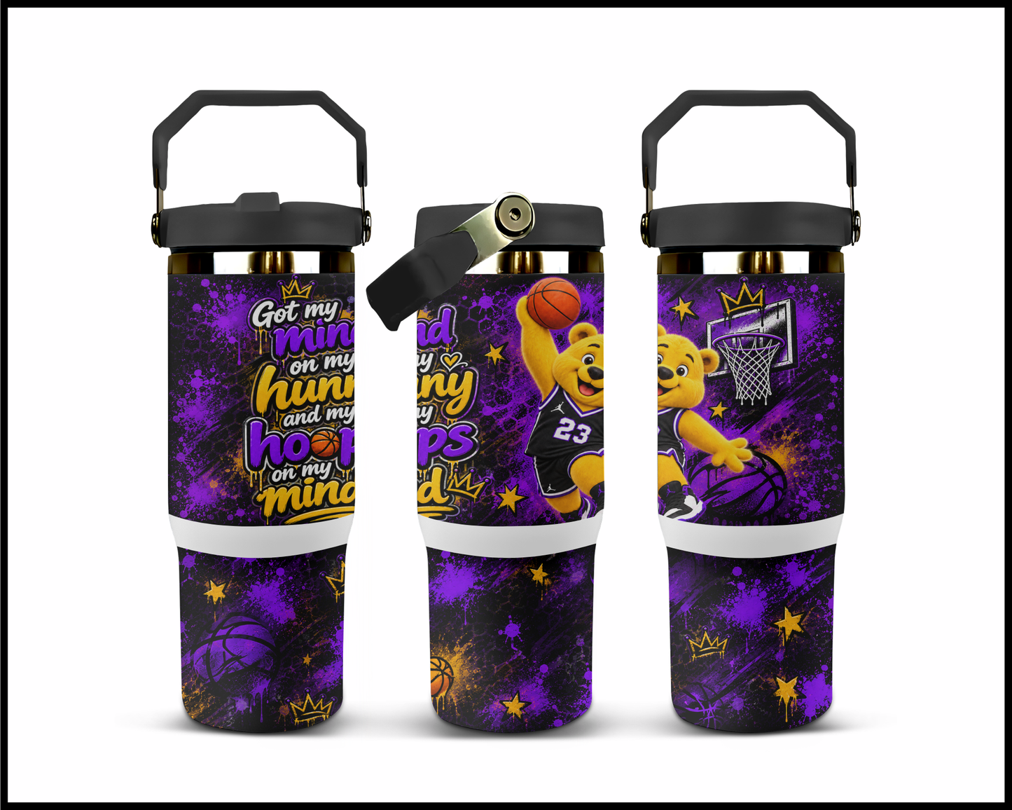 Got My Mind On My Hunny and My Hoops On My Mind Big Guzzler Stainless Steel Tumbler (1388)