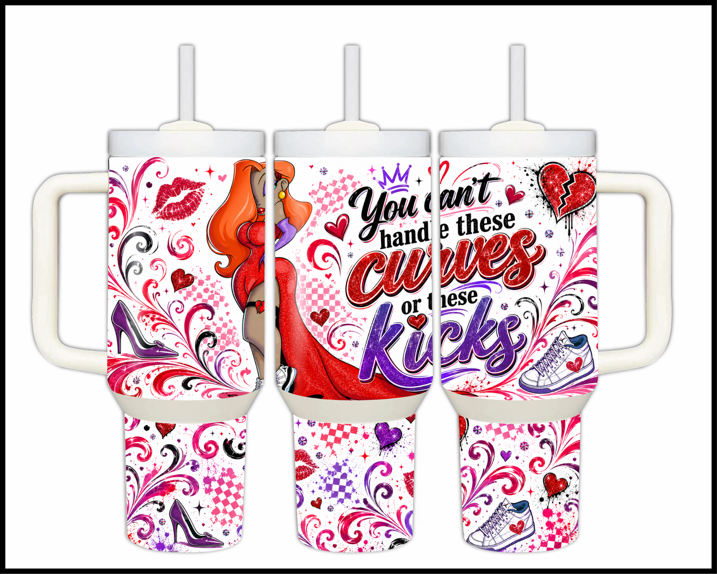 You Cant Handle These Curves Or These Kicks Big Guzzler Stainless Steel Tumbler (1389)
