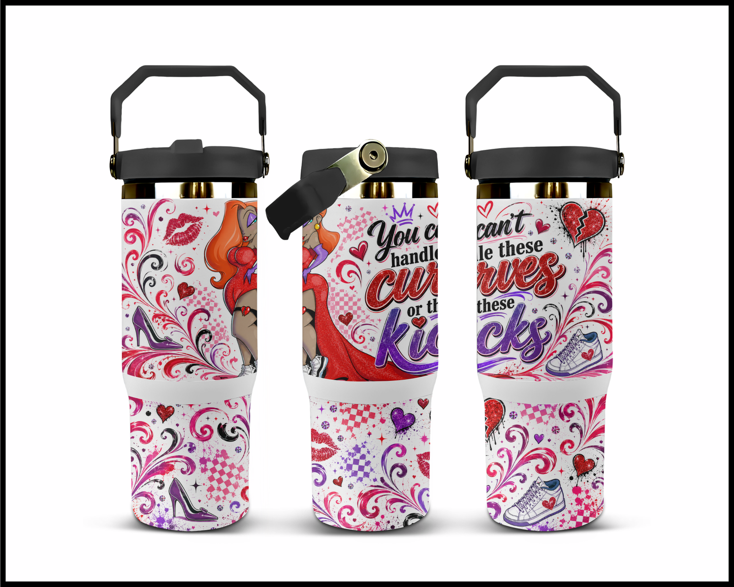 You Cant Handle These Curves Or These Kicks Big Guzzler Stainless Steel Tumbler (1389)