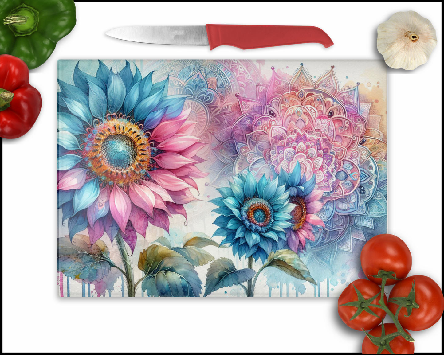 Floral Mandala Sublimated Cutting Board (138)