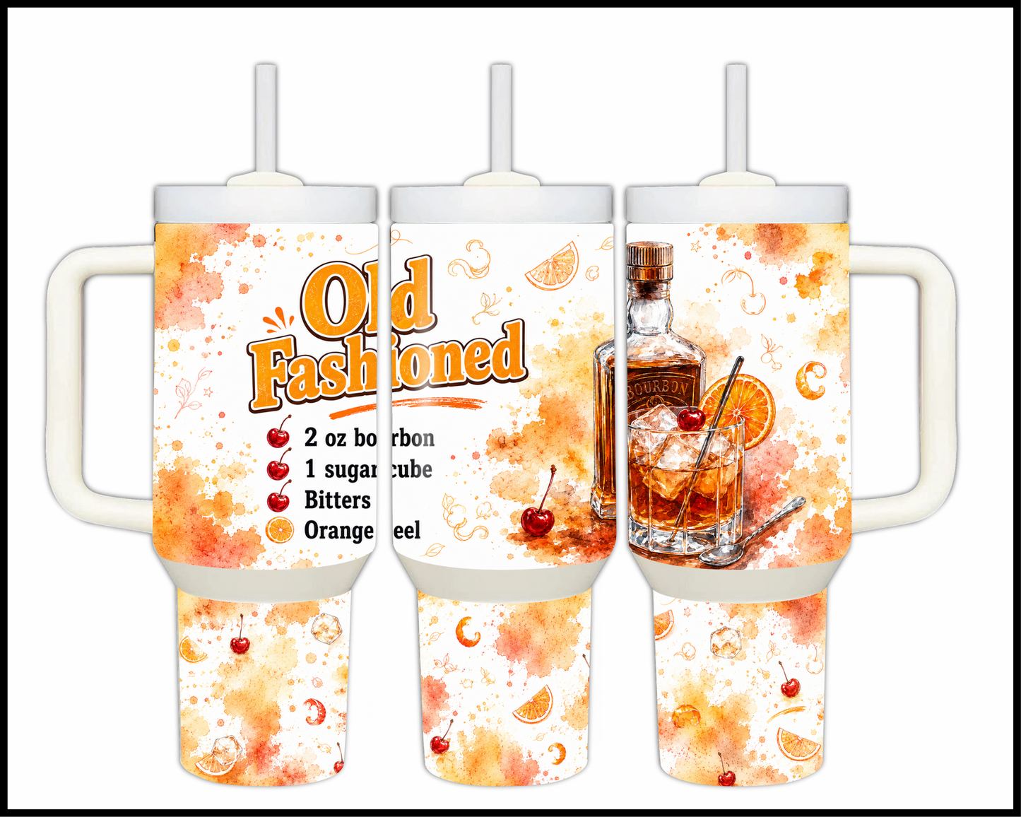 Happy Hour Recipes - Old Fashioned Big Guzzler Stainless Steel Tumbler (1393)