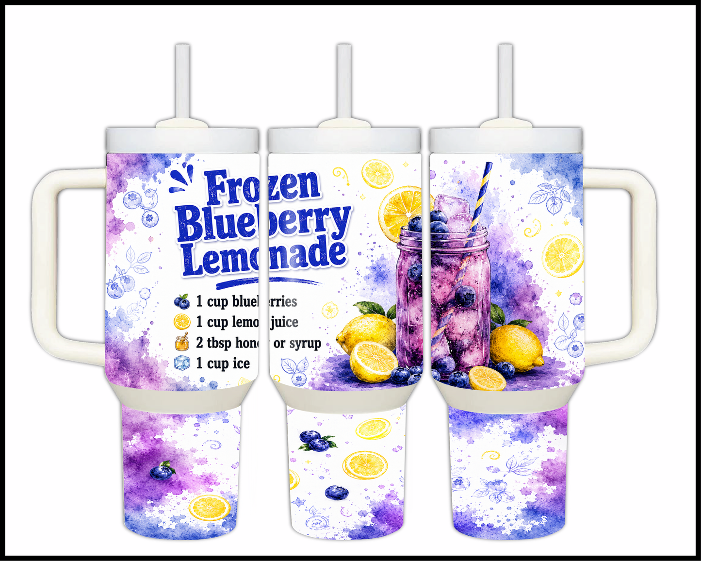 Happy Hour Recipes - Frozen Blueberry Lemonade Big Guzzler Stainless Steel Tumbler (1394)