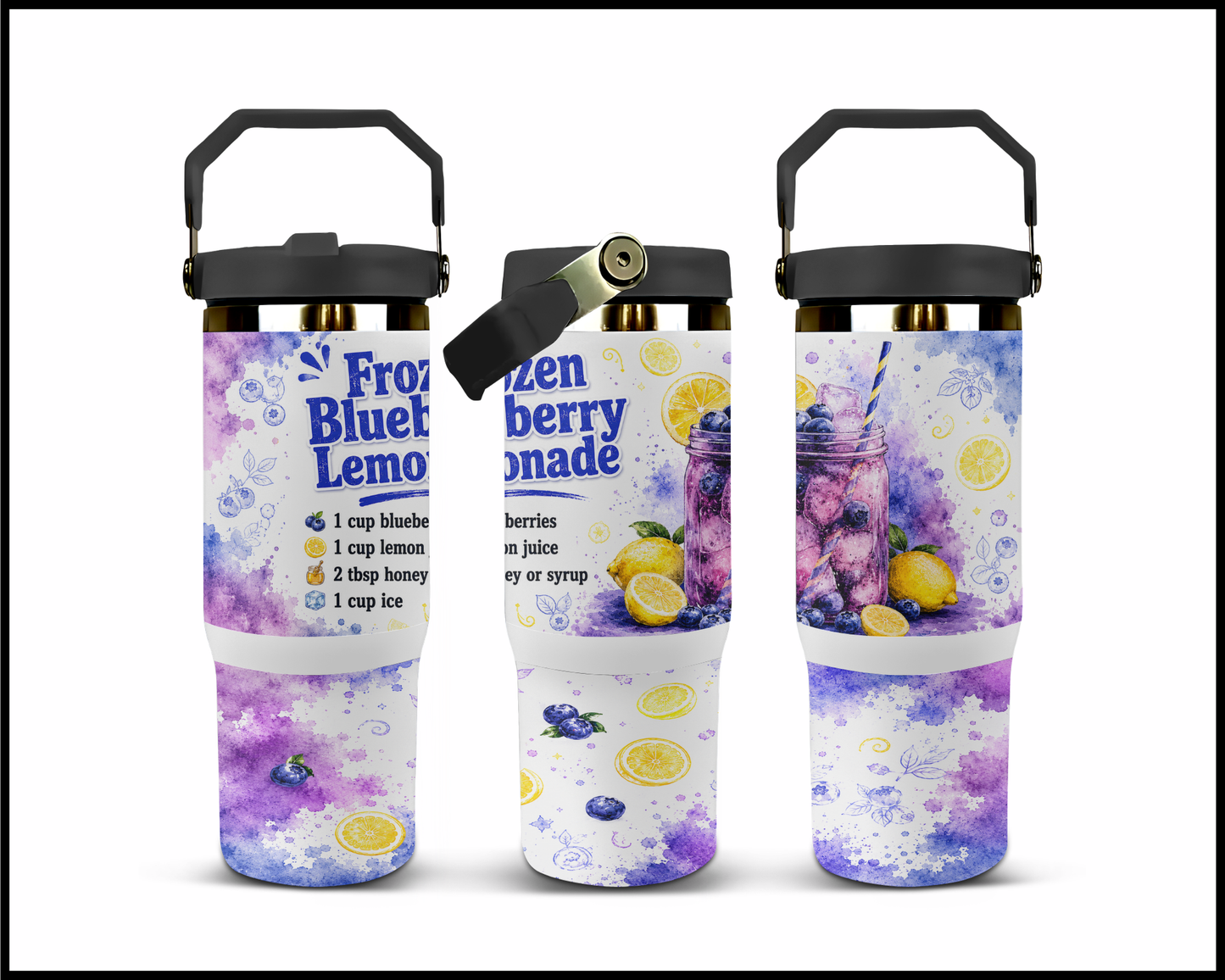 Happy Hour Recipes - Frozen Blueberry Lemonade Big Guzzler Stainless Steel Tumbler (1394)
