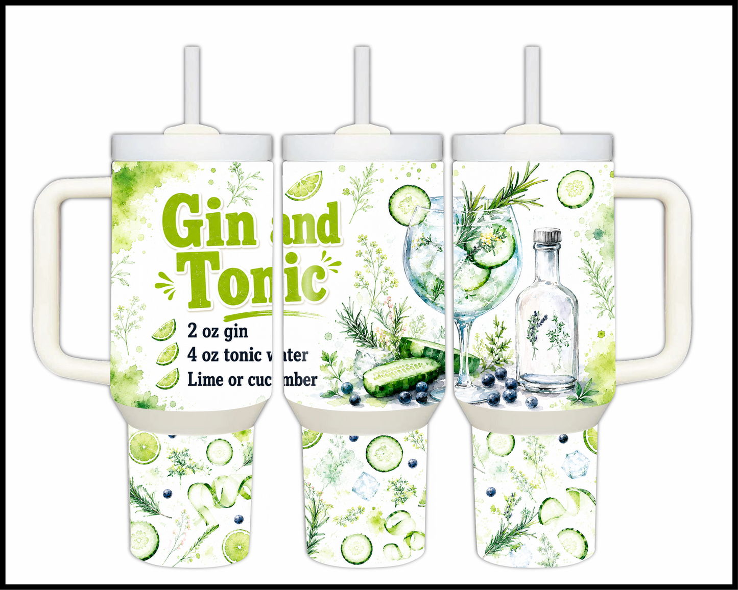 Happy Hour Recipes - Gin & Tonic Big Guzzler Stainless Steel Tumbler (1396)