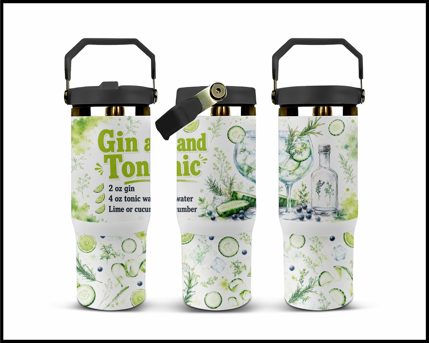Happy Hour Recipes - Gin & Tonic Big Guzzler Stainless Steel Tumbler (1396)