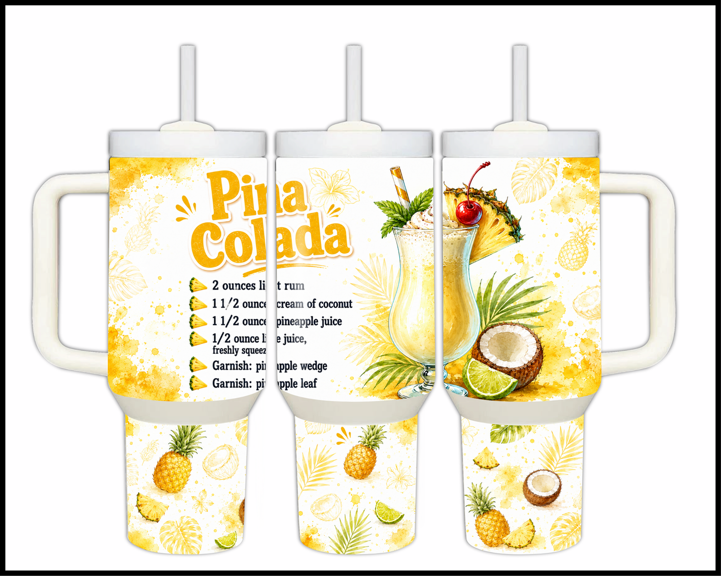 Happy Hour Recipes - Pina Colada Big Guzzler Stainless Steel Tumbler (1397)