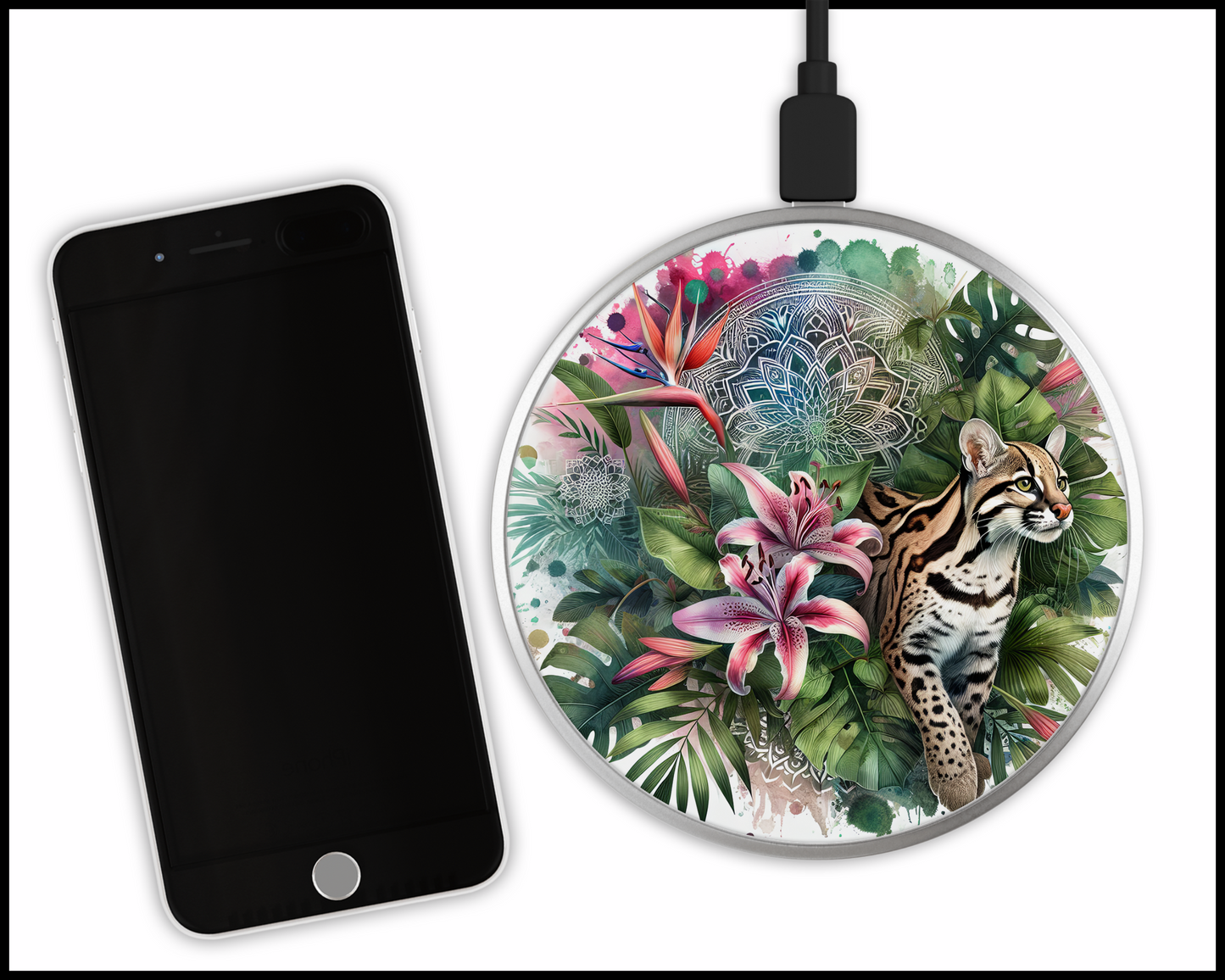 Tropical Leopard Sublimated Wireless Phone Charger (013)