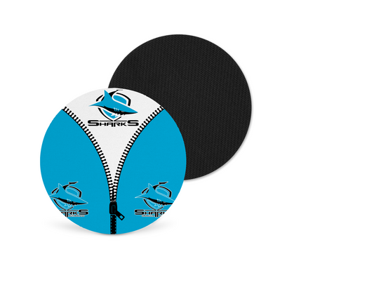 Cronulla Sharks Zip Up Neoprene Drink Coaster x2 (Round)