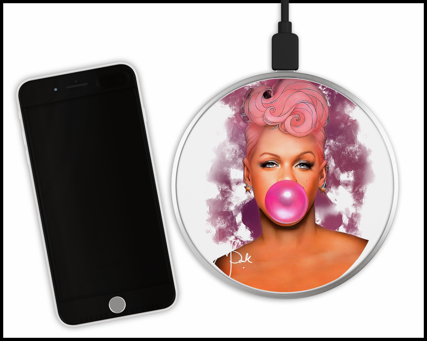 P!nk Inspired Sublimated Wireless Phone Charger (413)