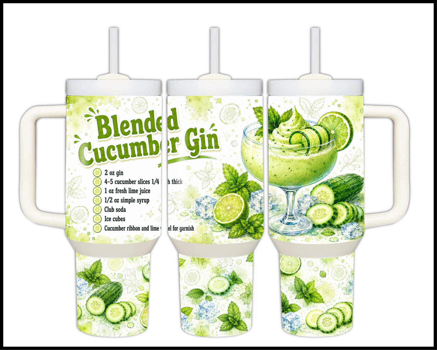 Happy Hour Recipes - Blended Cucumber & Gin Big Guzzler Stainless Steel Tumbler (1401)