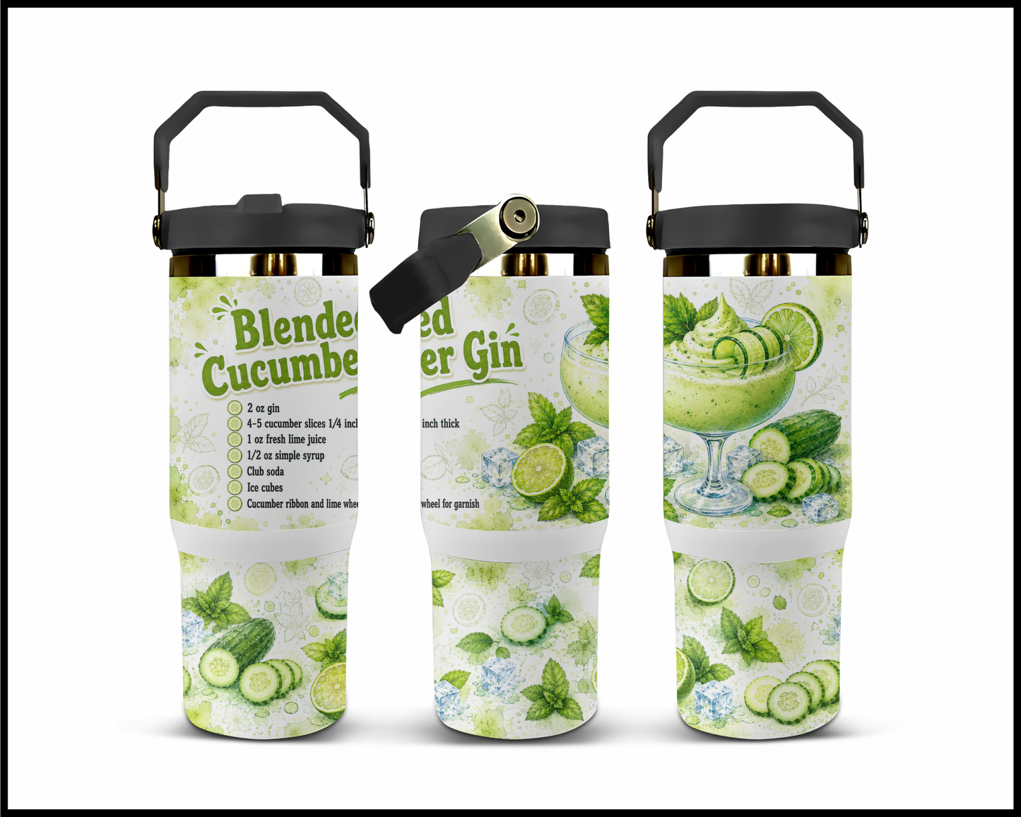 Happy Hour Recipes - Blended Cucumber & Gin Big Guzzler Stainless Steel Tumbler (1401)