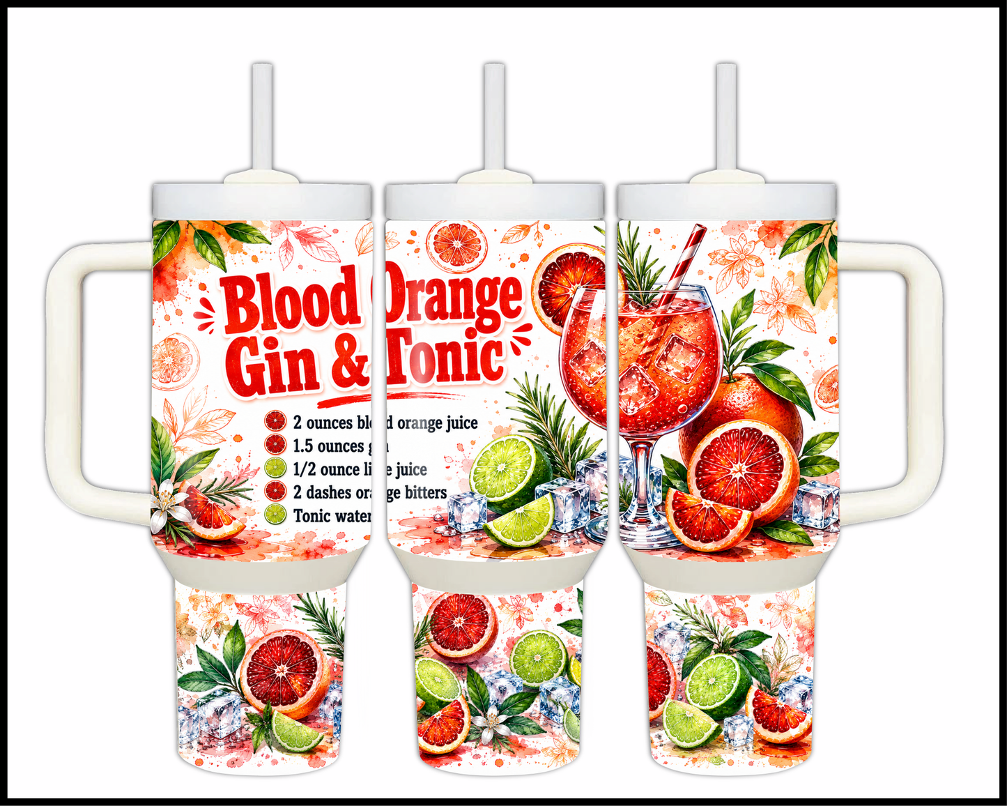 Happy Hour Recipes - Blood Orange Gin & Tonic Big Guzzler Stainless Steel Tumbler (1402)