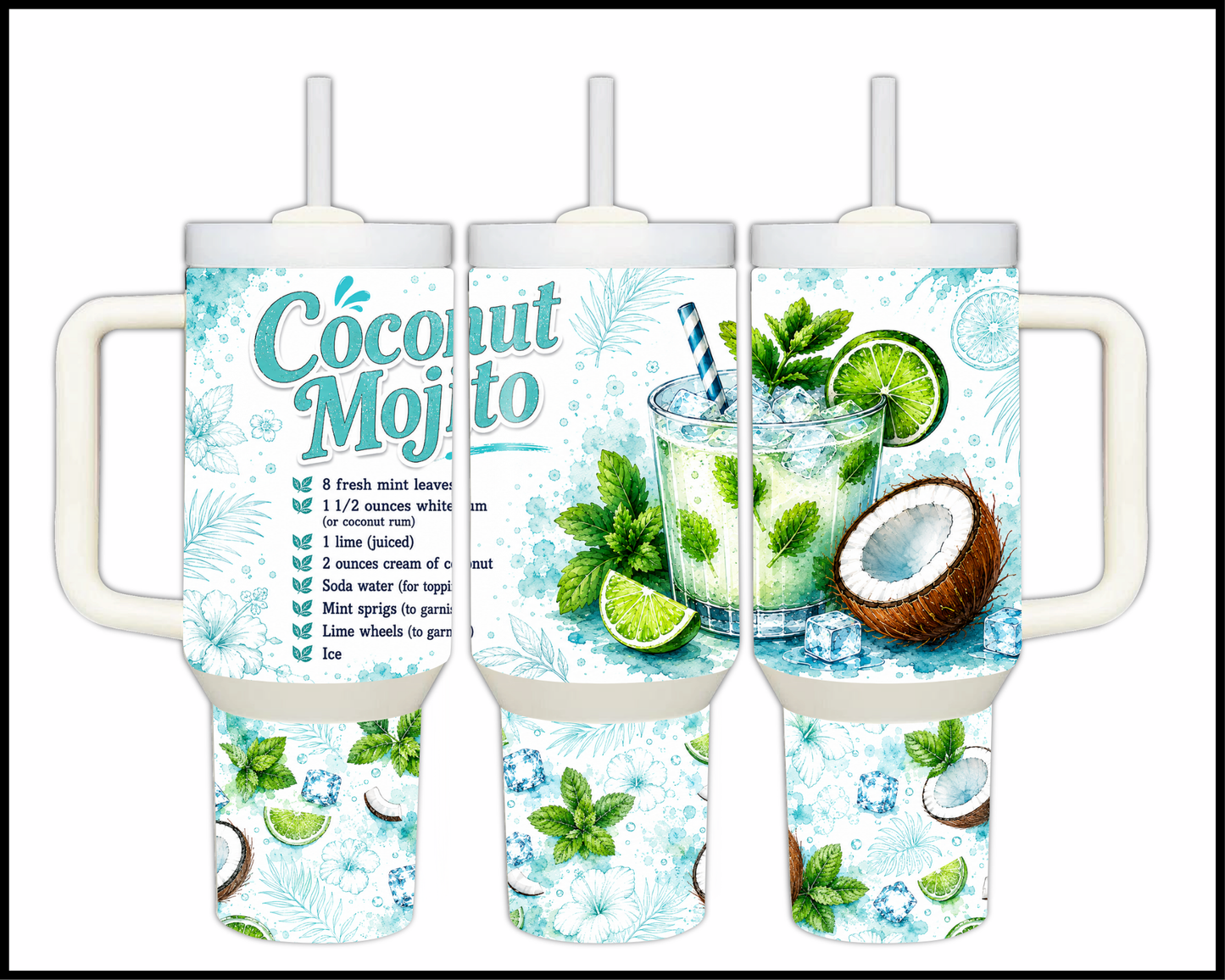 Happy Hour Recipes - Coconut Mojito Big Guzzler Stainless Steel Tumbler (1403)
