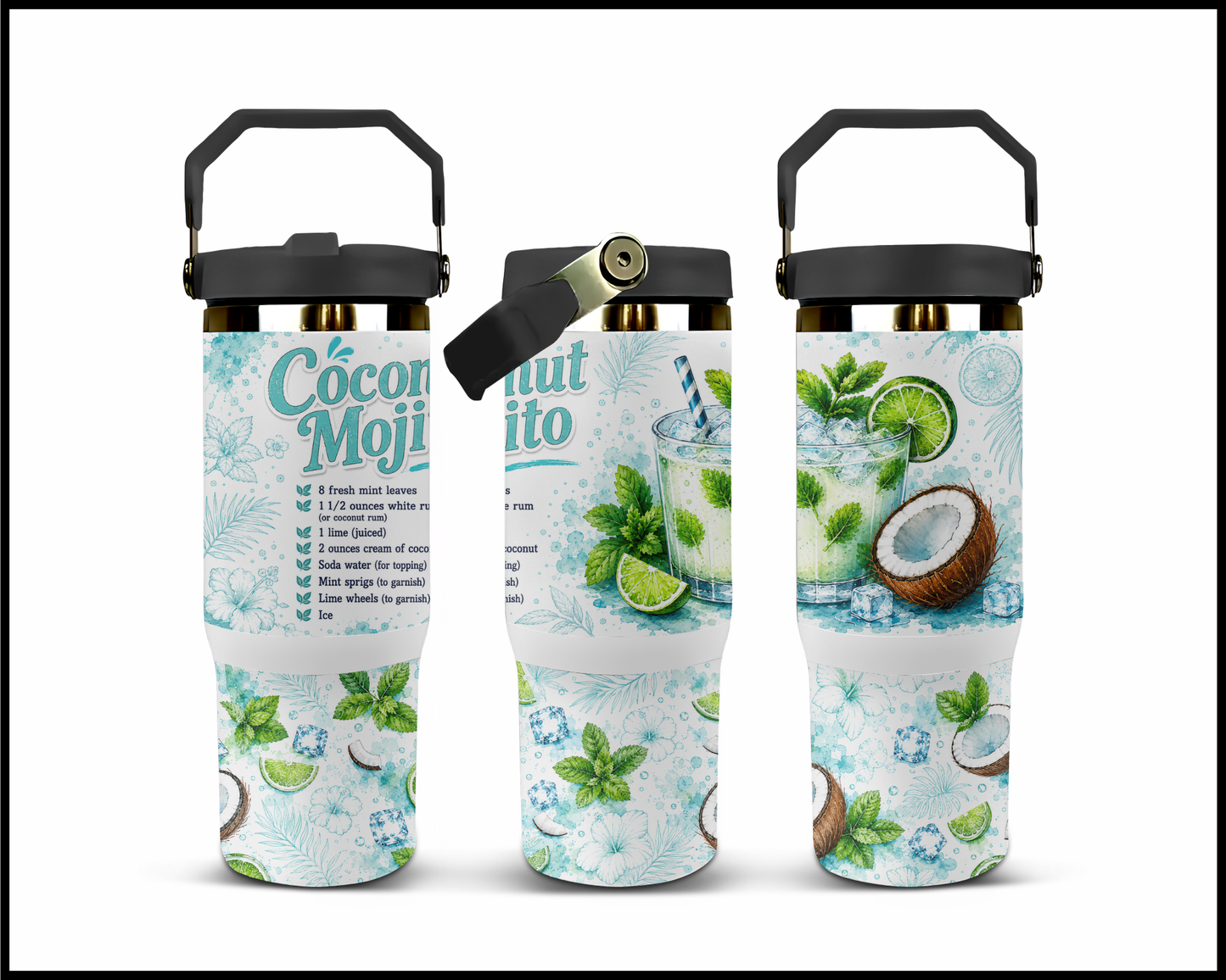 Happy Hour Recipes - Coconut Mojito Big Guzzler Stainless Steel Tumbler (1403)