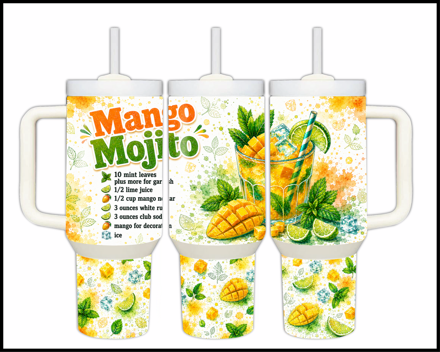 Happy Hour Recipes - Mango Mojito Big Guzzler Stainless Steel Tumbler (1404)
