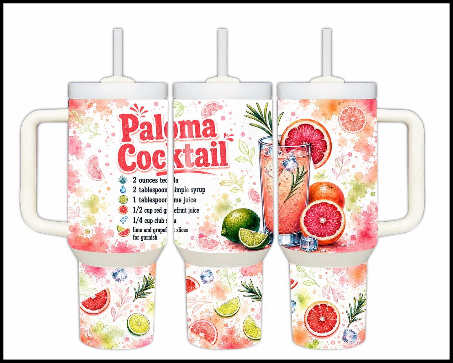 Happy Hour Recipes - Paloma Cocktail Big Guzzler Stainless Steel Tumbler (1405)