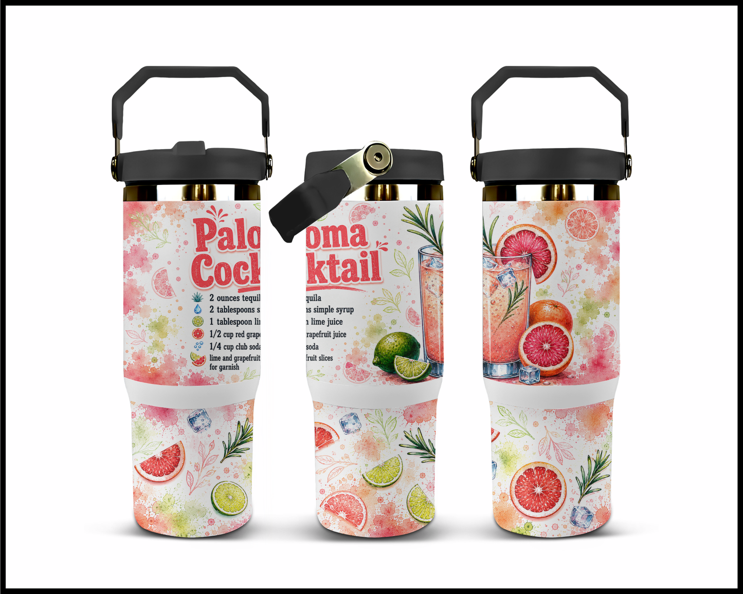 Happy Hour Recipes - Paloma Cocktail Big Guzzler Stainless Steel Tumbler (1405)