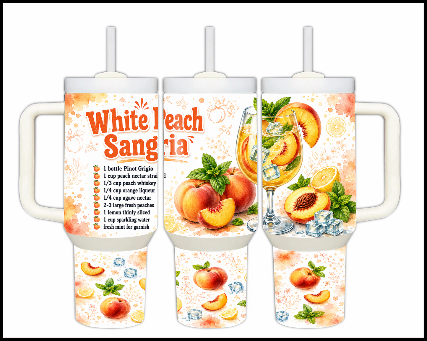 Happy Hour Recipes - White Peach Sangria Big Guzzler Stainless Steel Tumbler (1408)