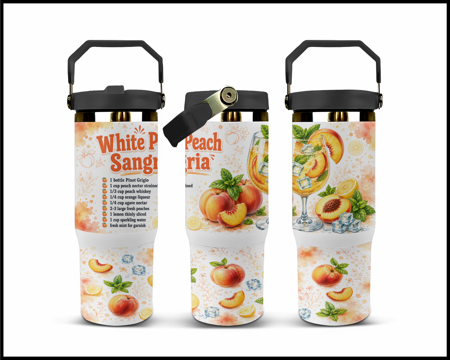 Happy Hour Recipes - White Peach Sangria Big Guzzler Stainless Steel Tumbler (1408)