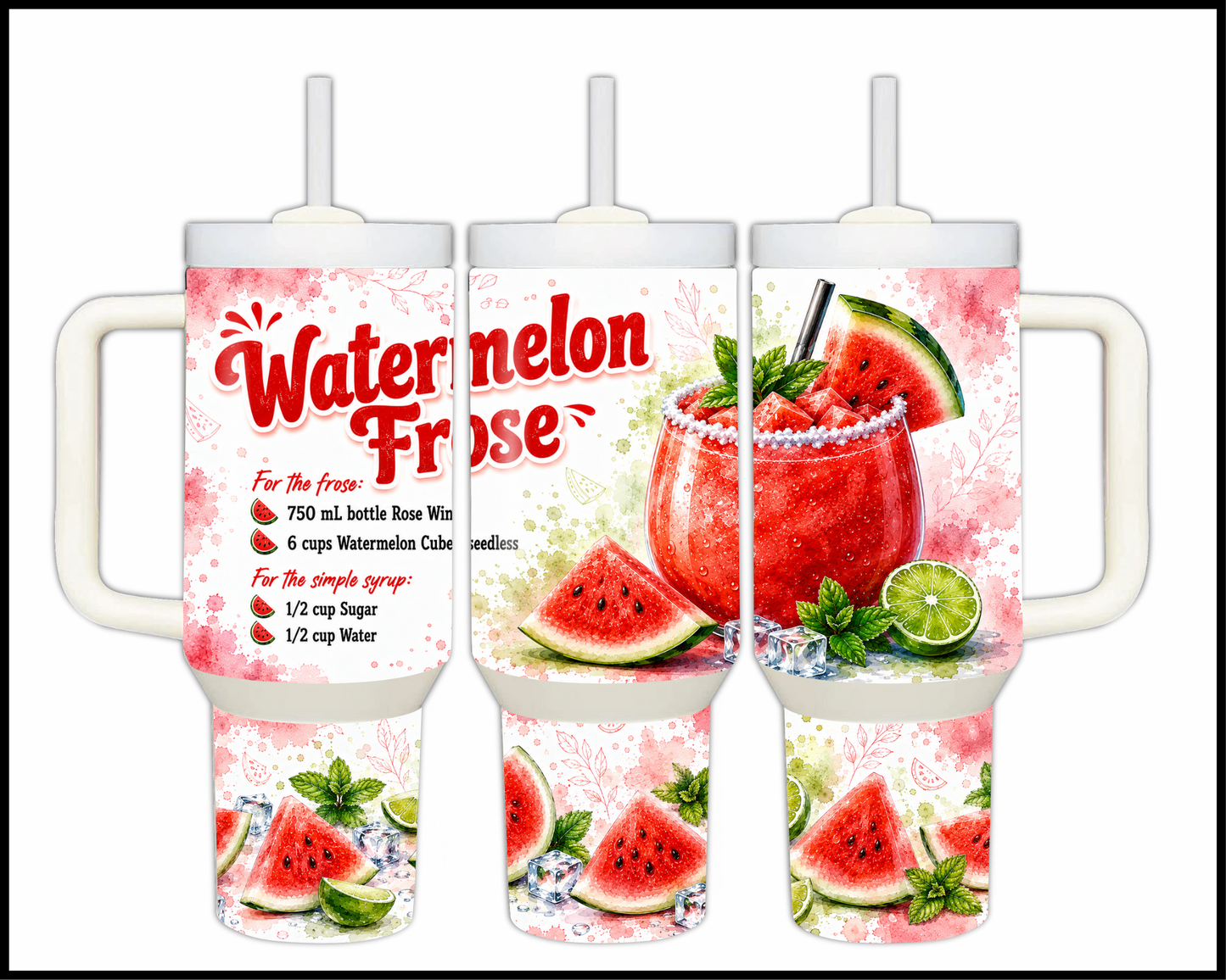 Happy Hour Recipes - Watermelon Frose Big Guzzler Stainless Steel Tumbler (1410)