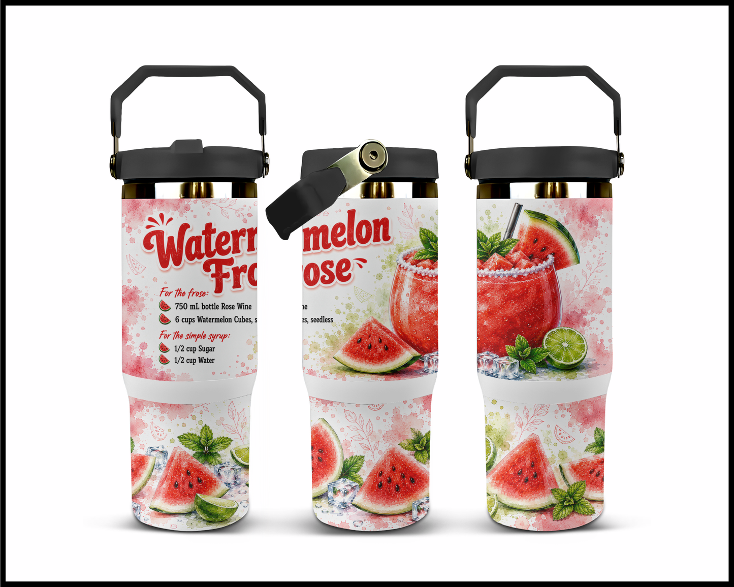 Happy Hour Recipes - Watermelon Frose Big Guzzler Stainless Steel Tumbler (1410)
