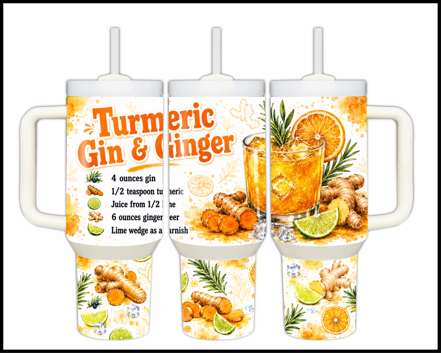 Happy Hour Recipes - Turmeric Gin & Ginger Big Guzzler Stainless Steel Tumbler (1411)