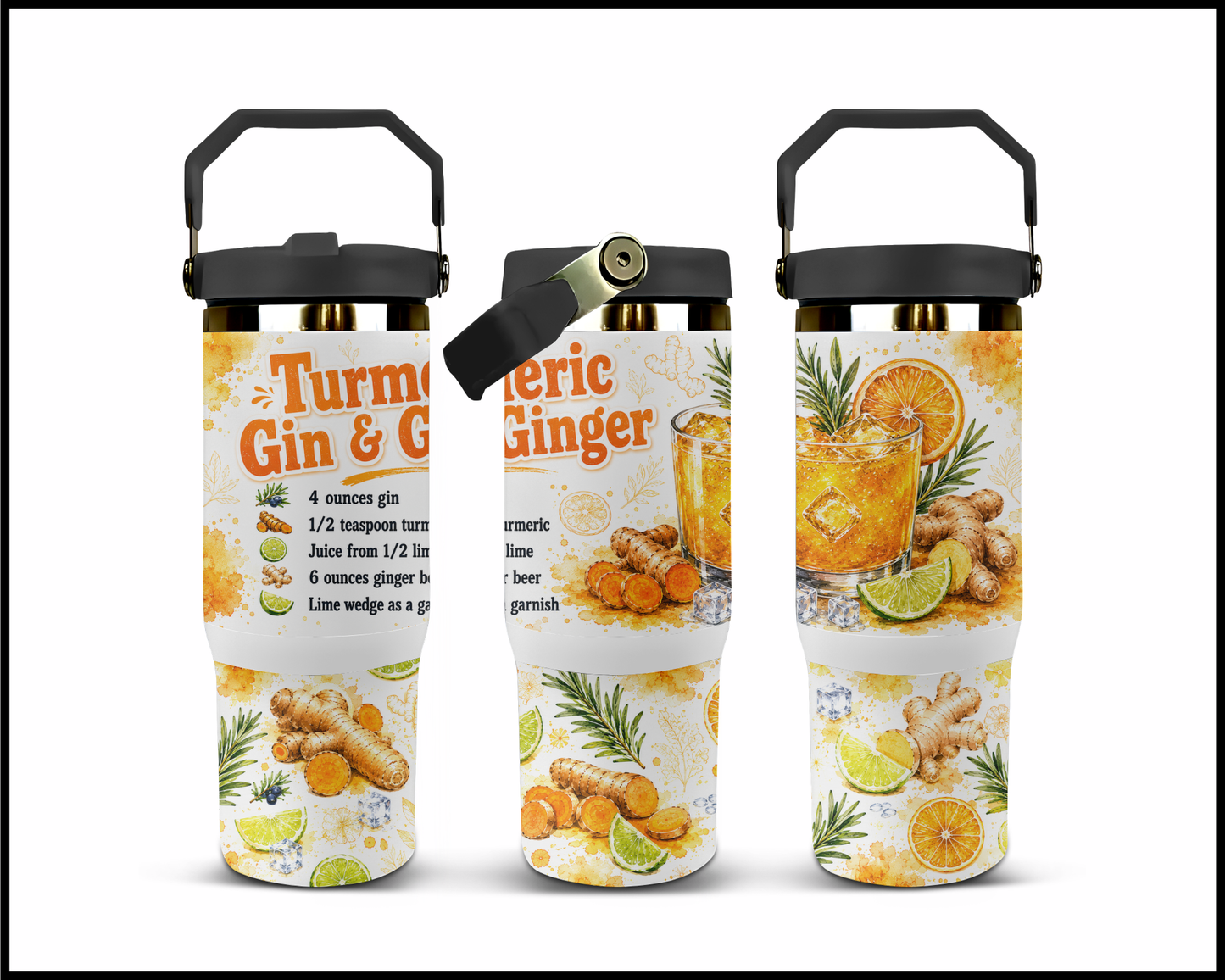 Happy Hour Recipes - Turmeric Gin & Ginger Big Guzzler Stainless Steel Tumbler (1411)