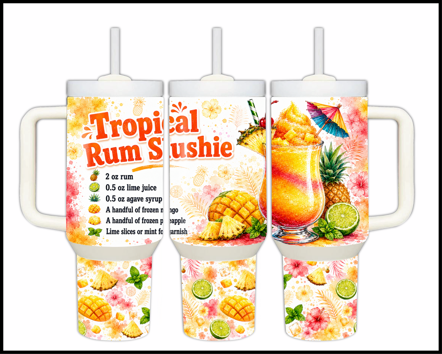 Happy Hour Recipes - Tropical Rum Slushie Big Guzzler Stainless Steel Tumbler (1412)