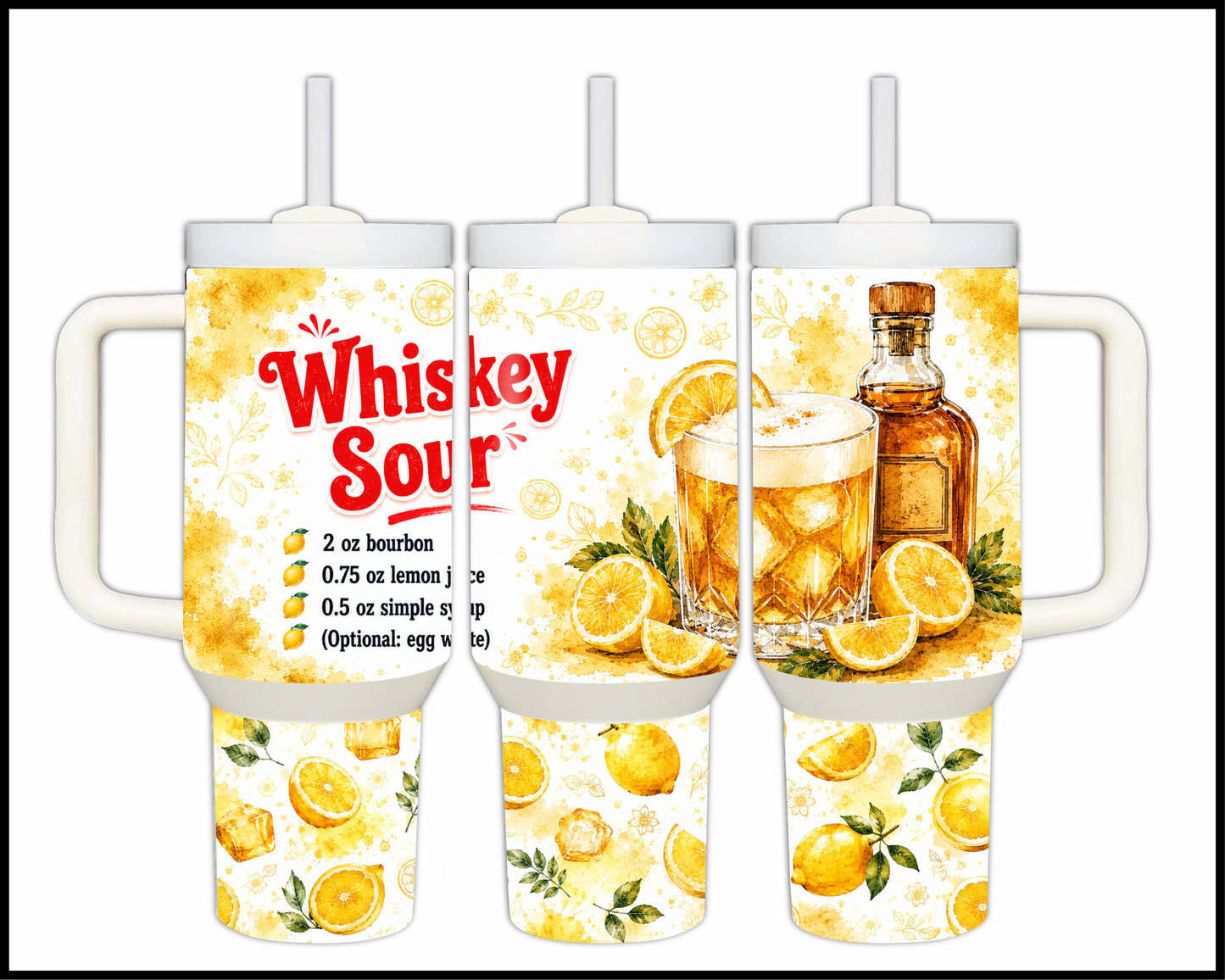 Happy Hour Recipes - Whiskey Sour Big Guzzler Stainless Steel Tumbler (1416)
