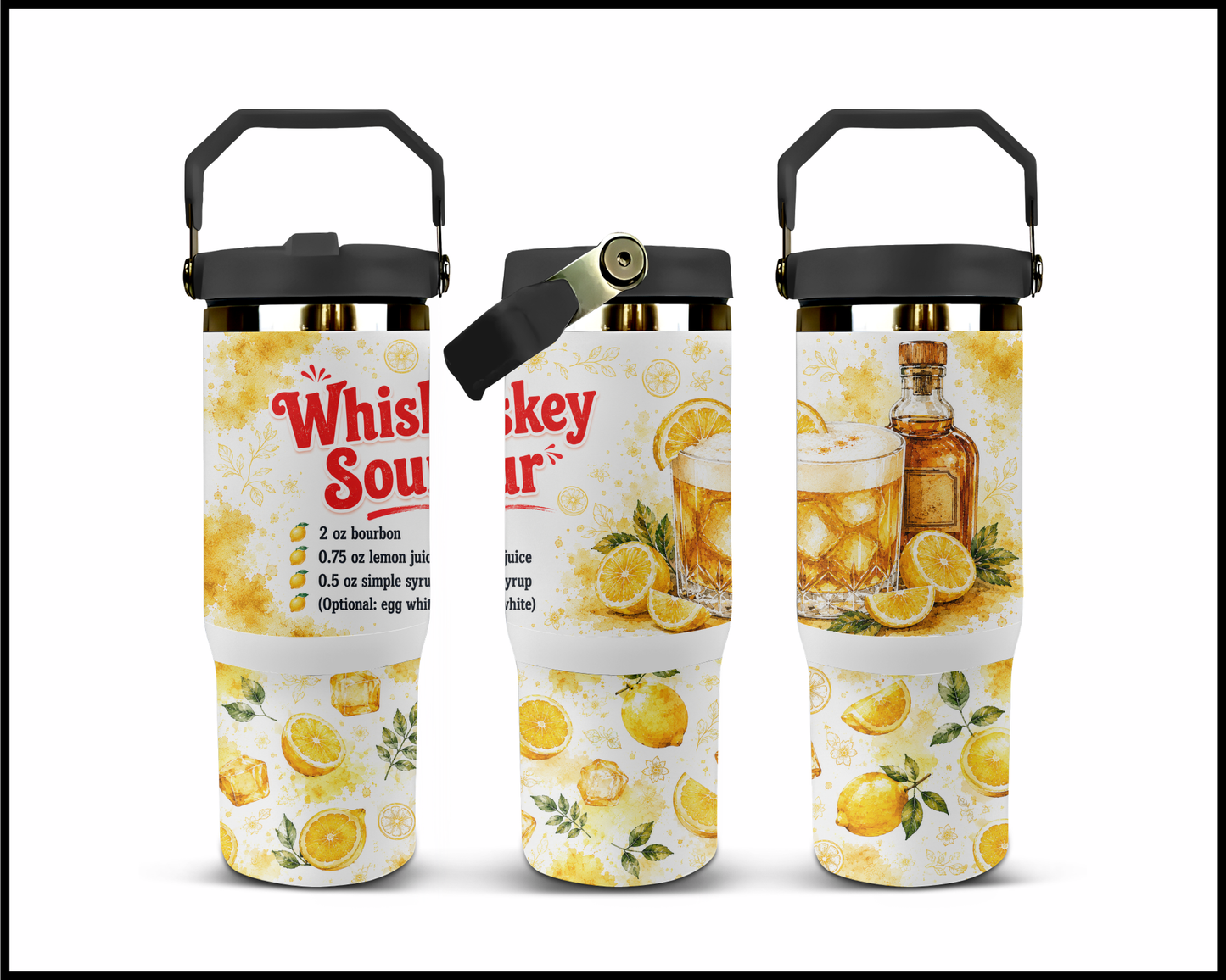 Happy Hour Recipes - Whiskey Sour Big Guzzler Stainless Steel Tumbler (1416)
