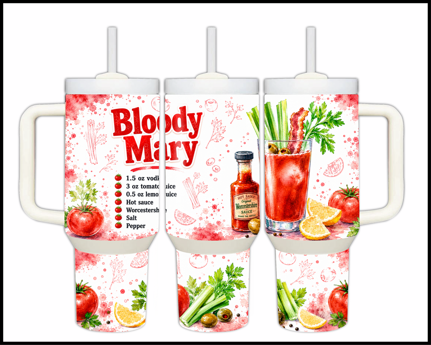 Happy Hour Recipes - Bloody Mary Big Guzzler Stainless Steel Tumbler (1417)