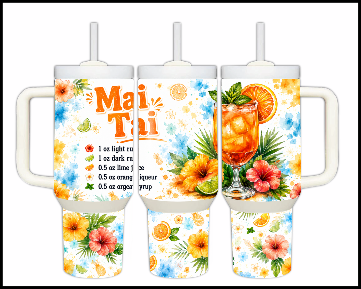 Happy Hour Recipes - Mai Tai Big Guzzler Stainless Steel Tumbler (1418)