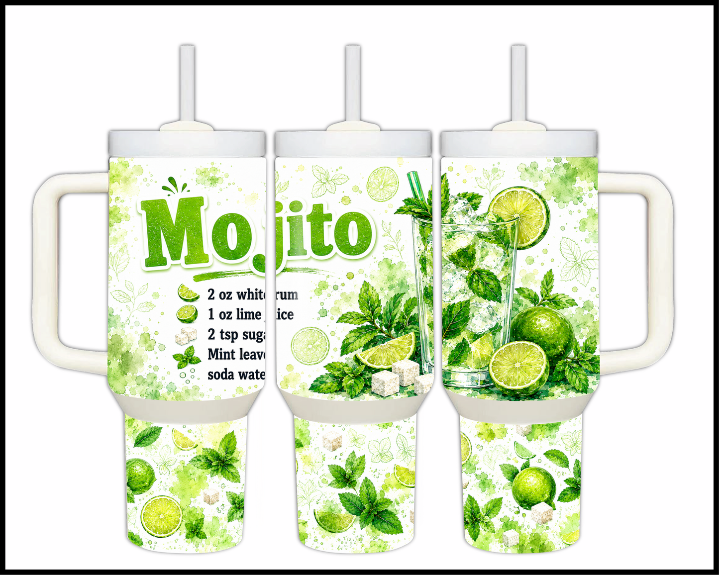 Happy Hour Recipes - Mojito Big Guzzler Stainless Steel Tumbler (1419)