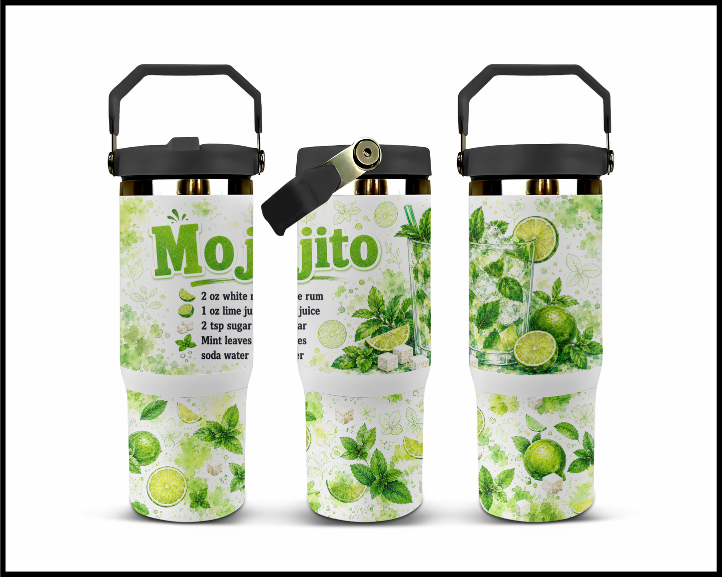 Happy Hour Recipes - Mojito Big Guzzler Stainless Steel Tumbler (1419)