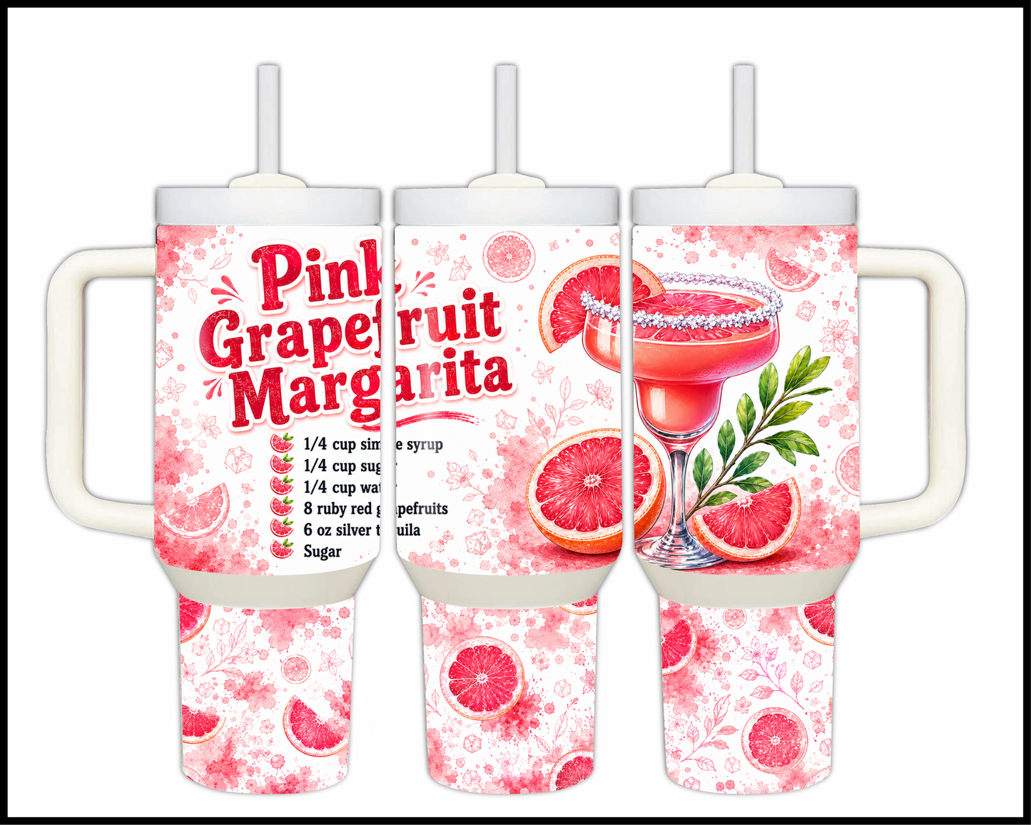 Happy Hour Recipes - Pink Grapefruit Margarita Big Guzzler Stainless Steel Tumbler (1420)