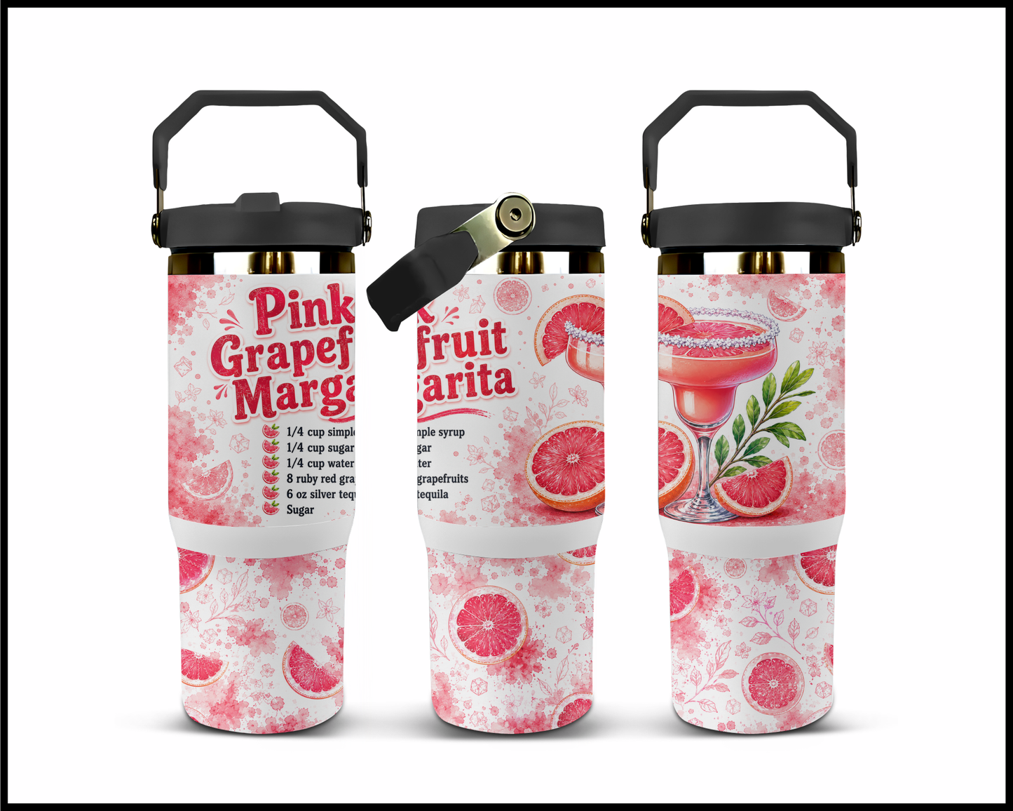 Happy Hour Recipes - Pink Grapefruit Margarita Big Guzzler Stainless Steel Tumbler (1420)