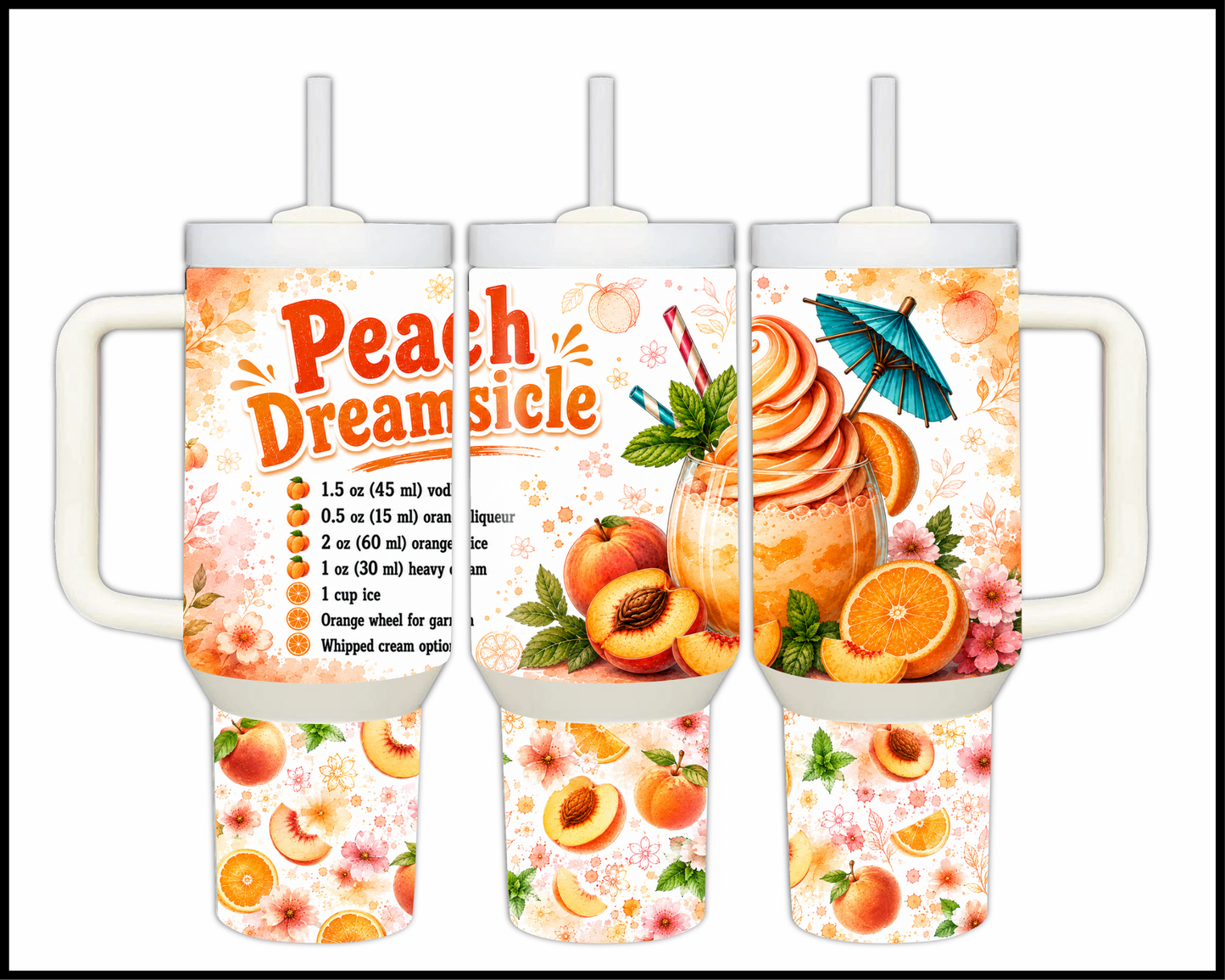Happy Hour Recipes - Peach Dreamsicle Big Guzzler Stainless Steel Tumbler (1421)