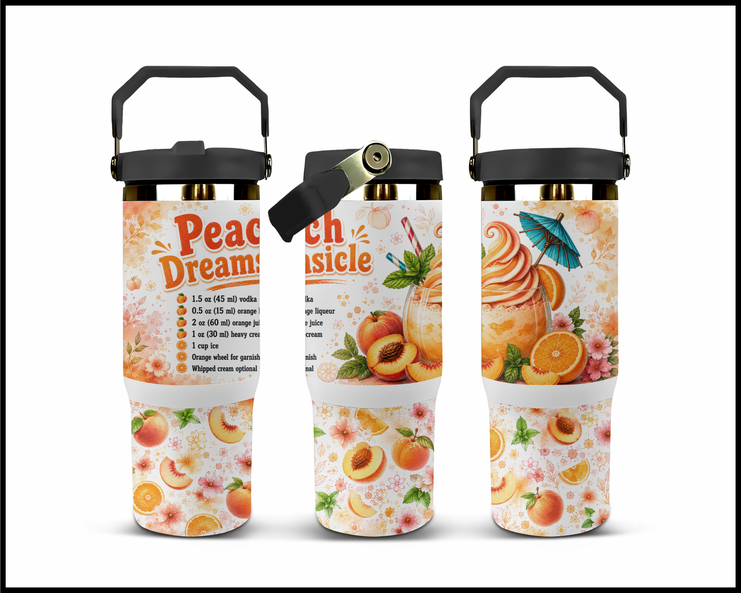 Happy Hour Recipes - Peach Dreamsicle Big Guzzler Stainless Steel Tumbler (1421)