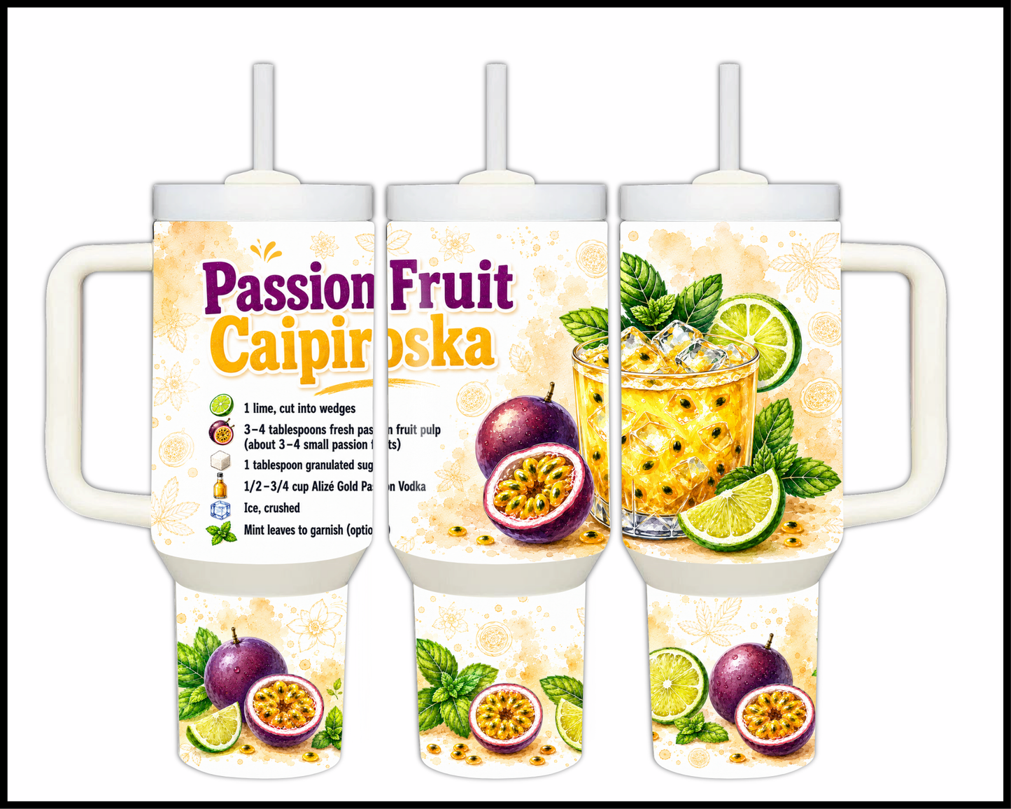Happy Hour Recipes - Passionfruit Caipiroska Big Guzzler Stainless Steel Tumbler (1422)