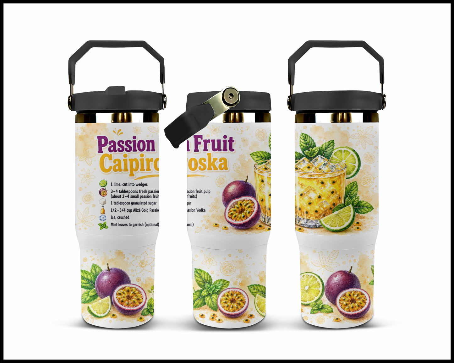 Happy Hour Recipes - Passionfruit Caipiroska Big Guzzler Stainless Steel Tumbler (1422)