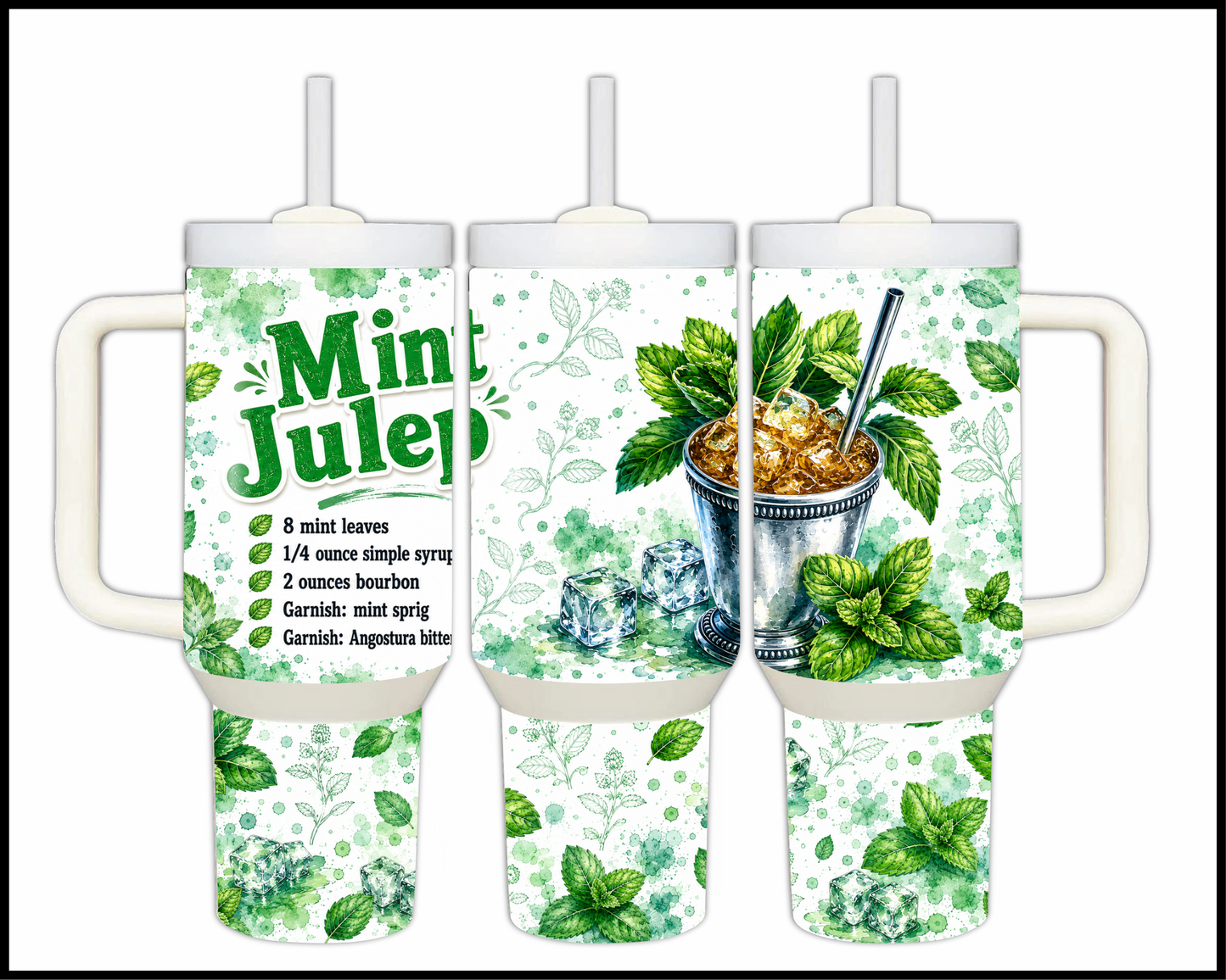Happy Hour Recipes - Mint Julep Big Guzzler Stainless Steel Tumbler (1423)