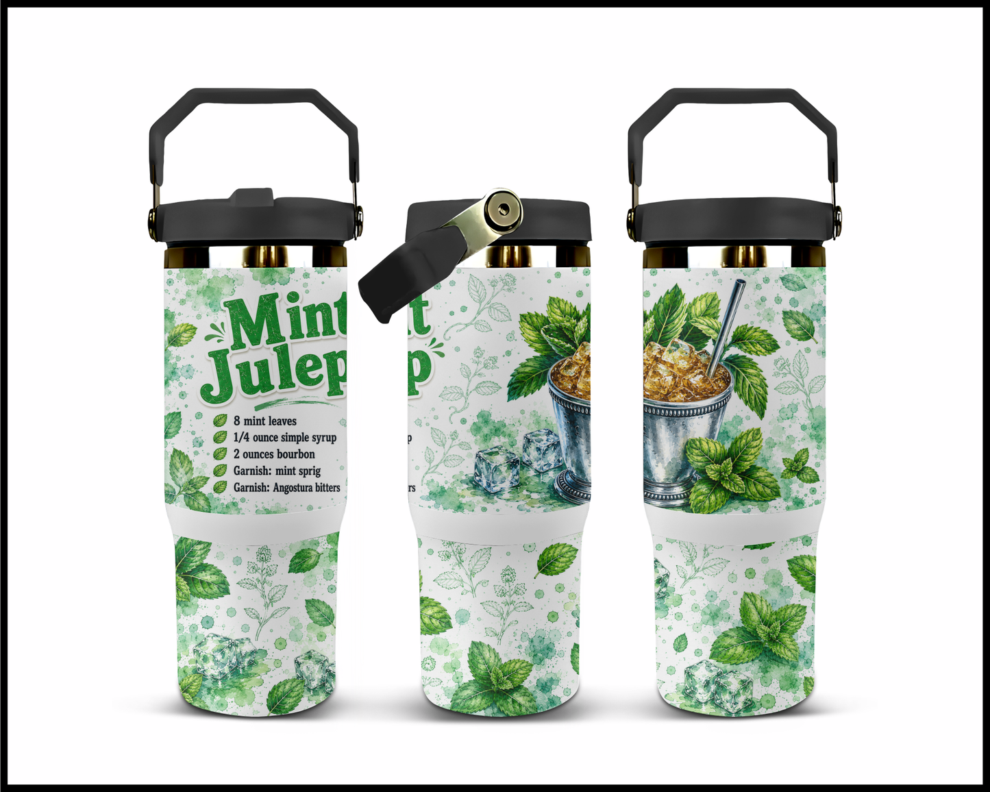 Happy Hour Recipes - Mint Julep Big Guzzler Stainless Steel Tumbler (1423)