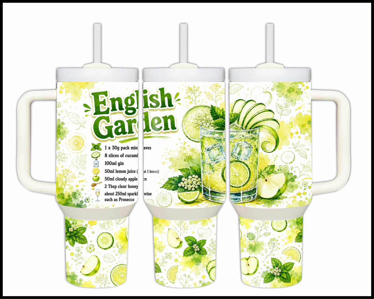 Happy Hour Recipes - English Garden Big Guzzler Stainless Steel Tumbler (1424)