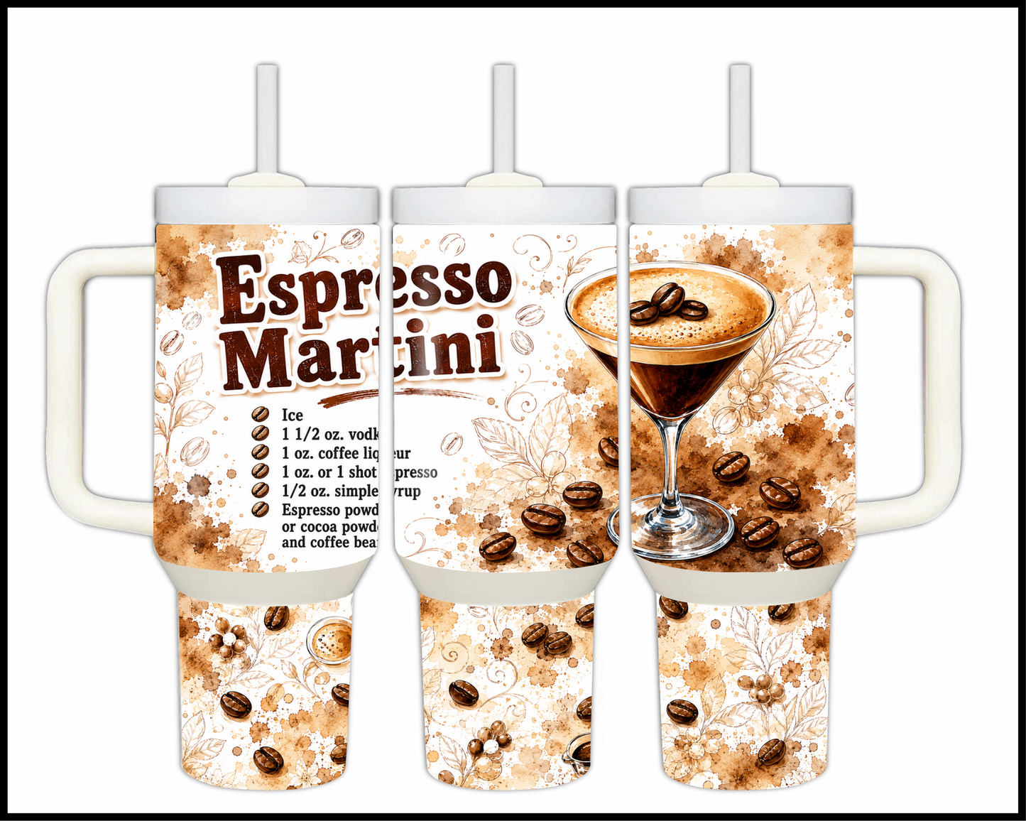 Happy Hour Recipes - Espresso Martini Big Guzzler Stainless Steel Tumbler (1428)
