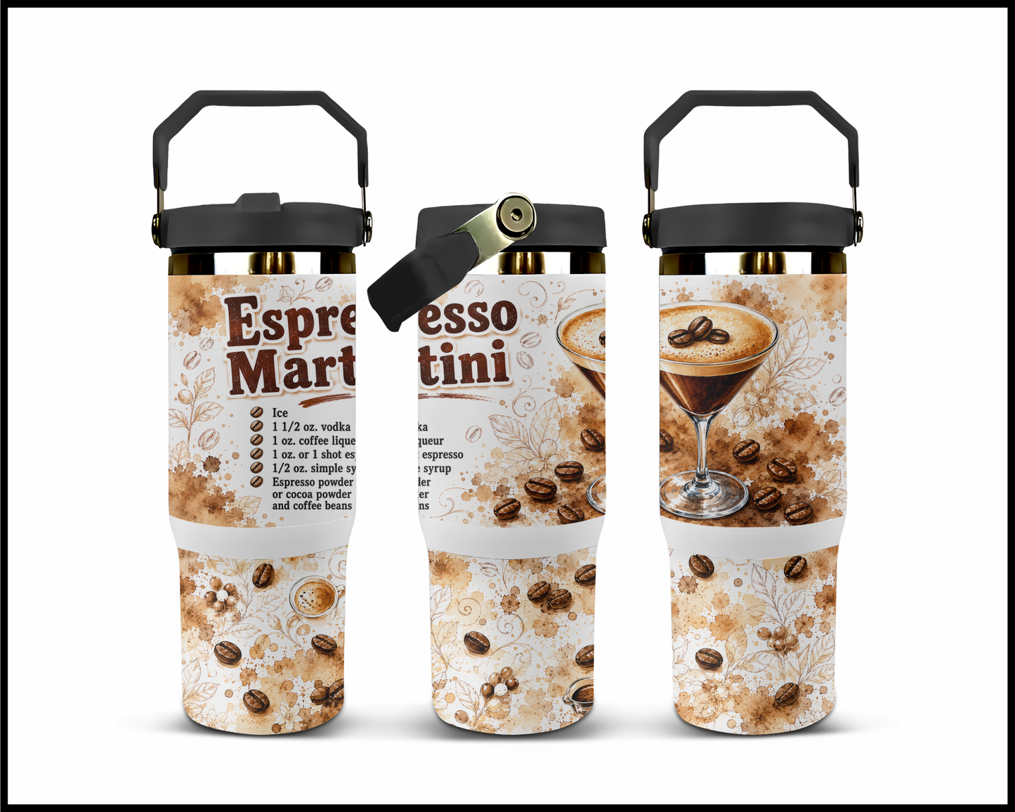 Happy Hour Recipes - Espresso Martini Big Guzzler Stainless Steel Tumbler (1428)