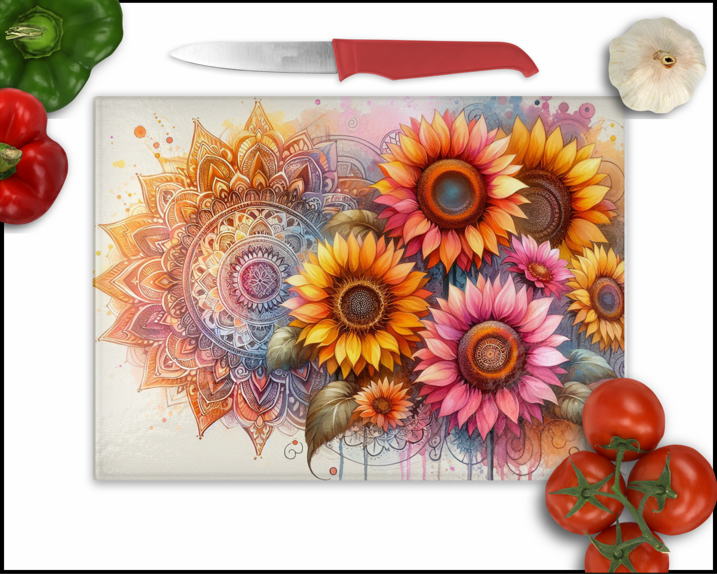 Floral Mandala Sublimated Cutting Board (142)