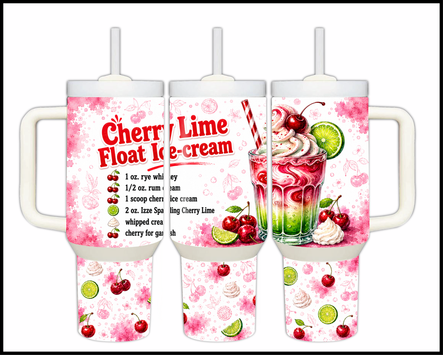Happy Hour Recipes - Cherry Float Ice-Cream Big Guzzler Stainless Steel Tumbler (1431)