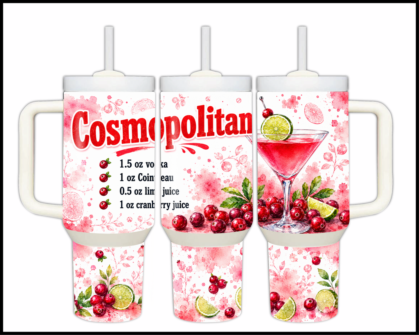 Happy Hour Recipes - Cosmopolitan Big Guzzler Stainless Steel Tumbler (1433)