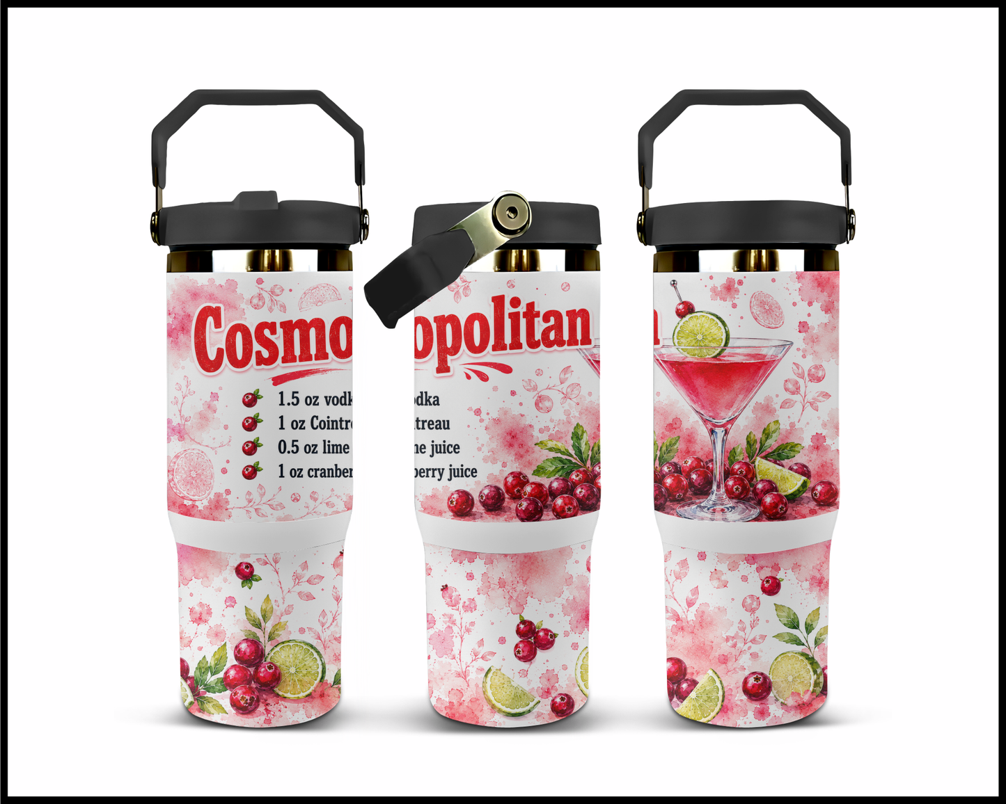 Happy Hour Recipes - Cosmopolitan Big Guzzler Stainless Steel Tumbler (1433)